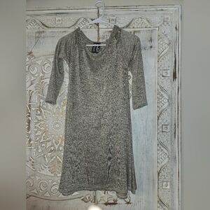 TMG New York ribbed knit 3/4 sleeve dress Heather Gray Large Chic Casual